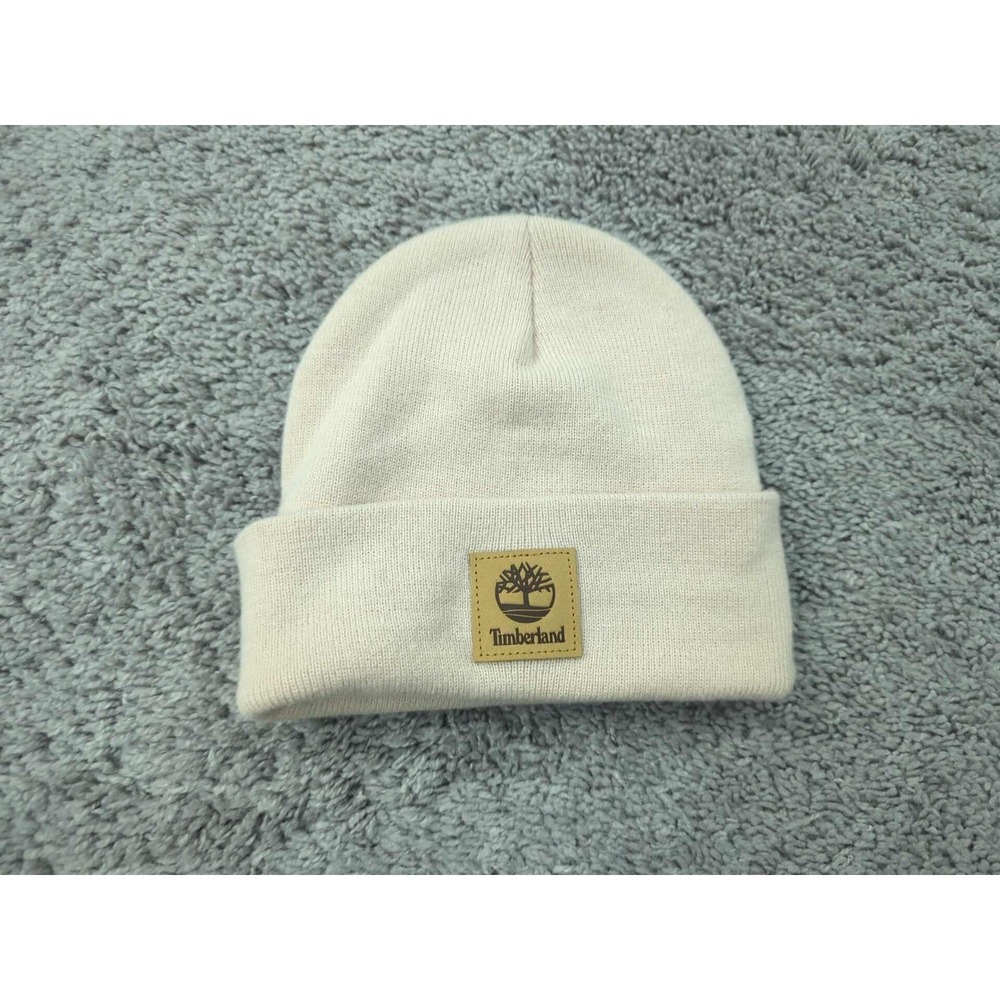 Timberland‎ Beanie Womens OS Cream Classic Tonal Patch Salmon